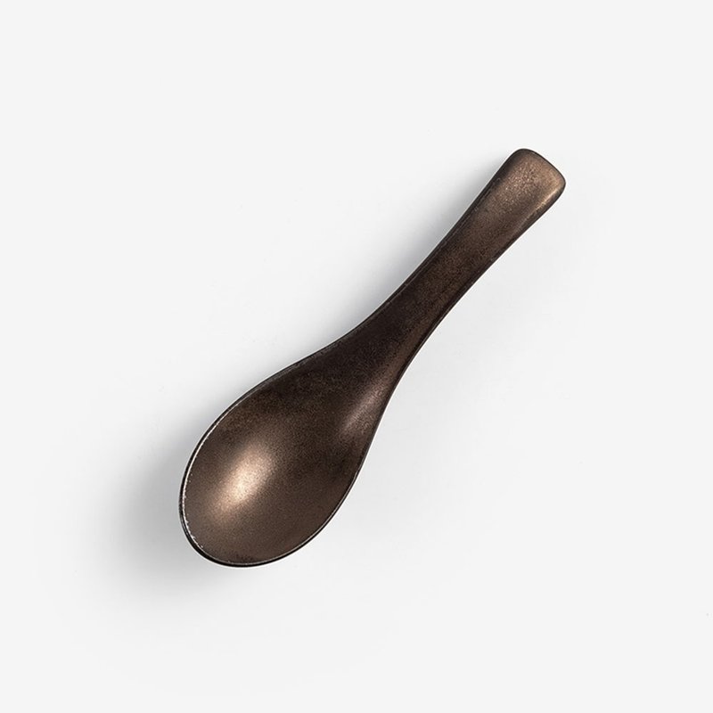 WAGA 日式銅釉流金 陶瓷湯匙14cm - 碟子/醬料碟/醬油碟 - 陶 卡其色