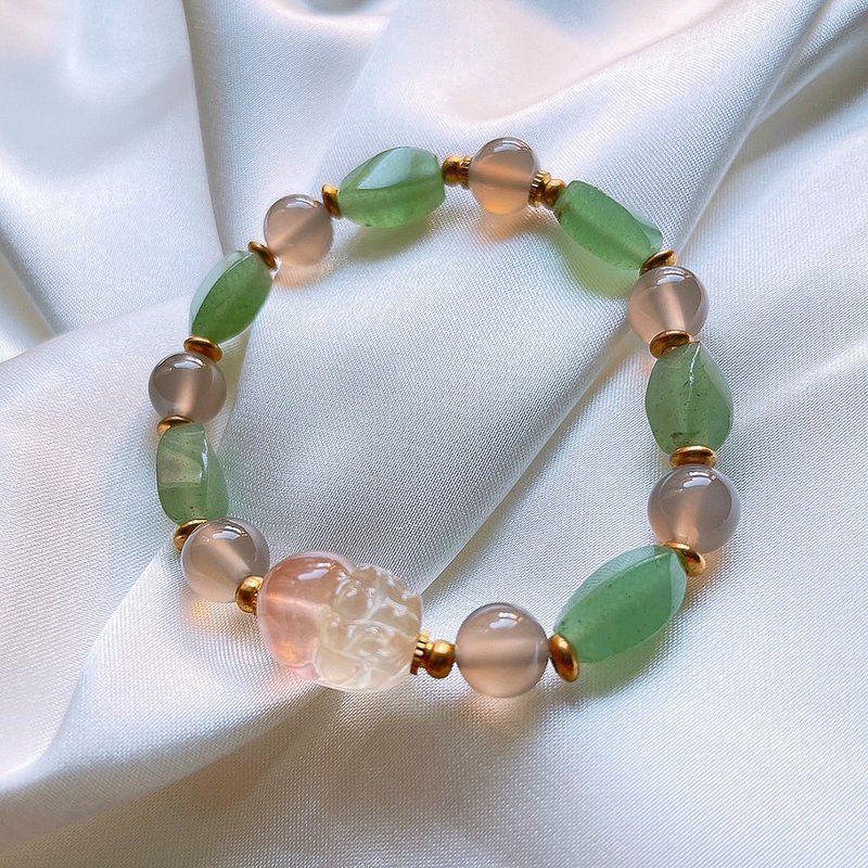 Enchanted Night │Fluorite, Aventurine, Purple Chalcedony  Copper Bracelet - สร้อยข้อมือ - คริสตัล สีเขียว