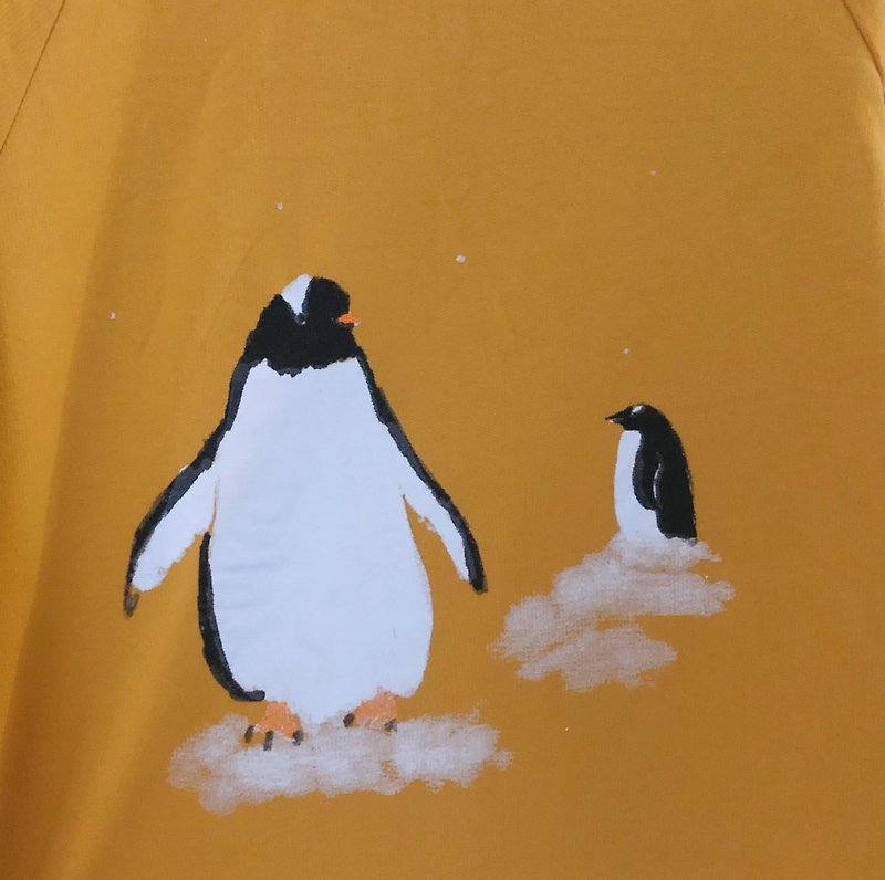 Penguins //Long Sleeve and Short Sleeve Top / Yellow Mustard - เสื้อยืดผู้หญิง - ผ้าฝ้าย/ผ้าลินิน สีเหลือง