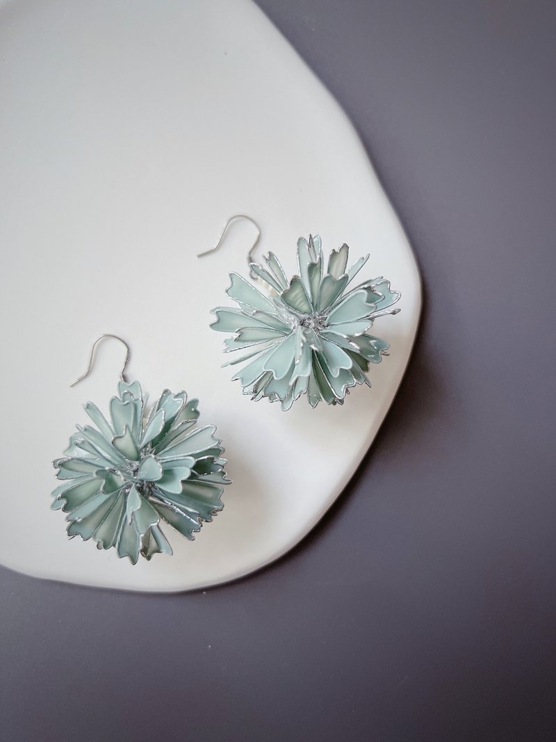 Dandelion Teal Drop Resin Earrings - Earrings & Clip-ons - Resin Blue