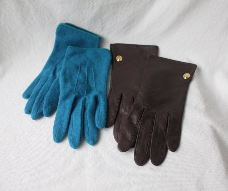 FOAK古著 Christian Dior土耳其藍羊毛手套 - 手套 - 羊毛 