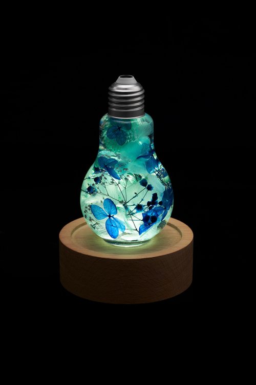 Angemara 【畢業禮物】浮游花小夜燈-藍燈泡/客製化禮物純手工臺灣製