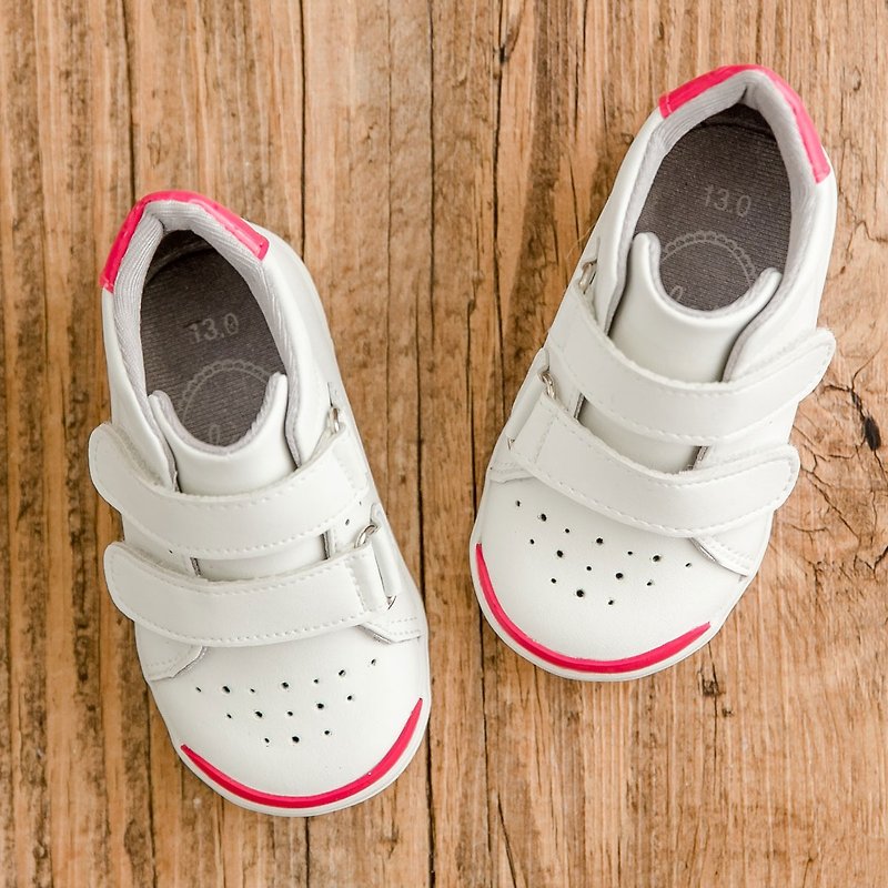 Alley White High Top Casual Shoes (Peach Pink) - รองเท้าเด็ก - วัสดุอื่นๆ ขาว