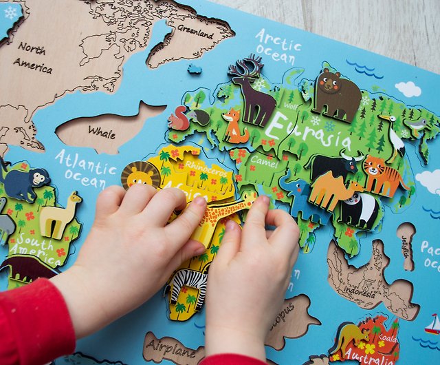 世界地図 パズル 子供 マップ 地理 学習 知育玩具：アカムス店 - 知育 