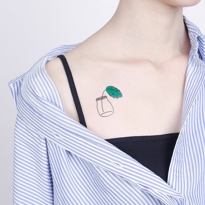 Surprise Tattoos - Cheese Plant Temporary Tattoo - Temporary Tattoos - Paper Green