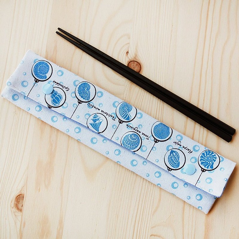 Blue shell chopsticks bag chopsticks group - ตะเกียบ - ผ้าฝ้าย/ผ้าลินิน สีน้ำเงิน