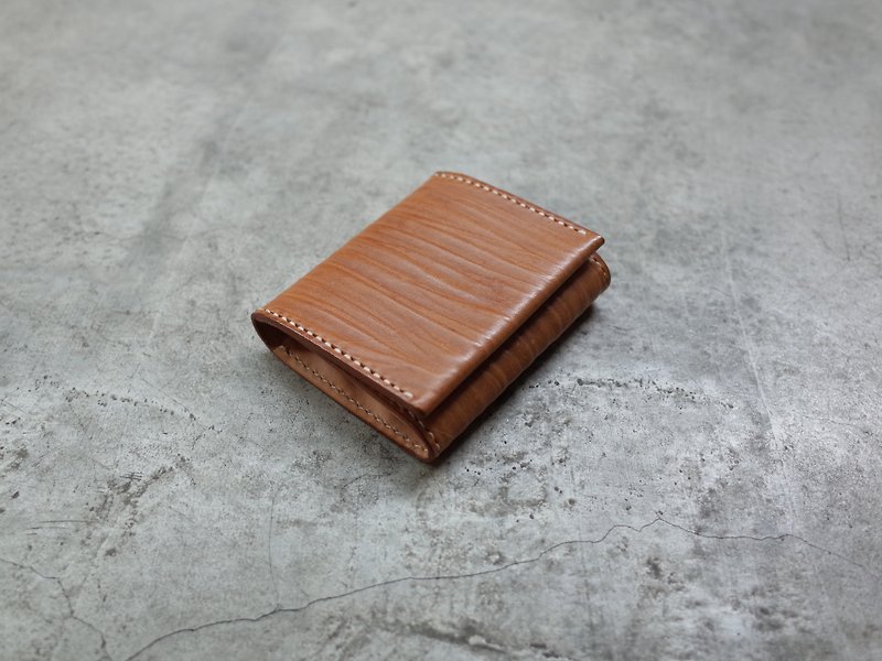 Vegetable tanned leather bark folded short clip - Wallets - Genuine Leather Brown