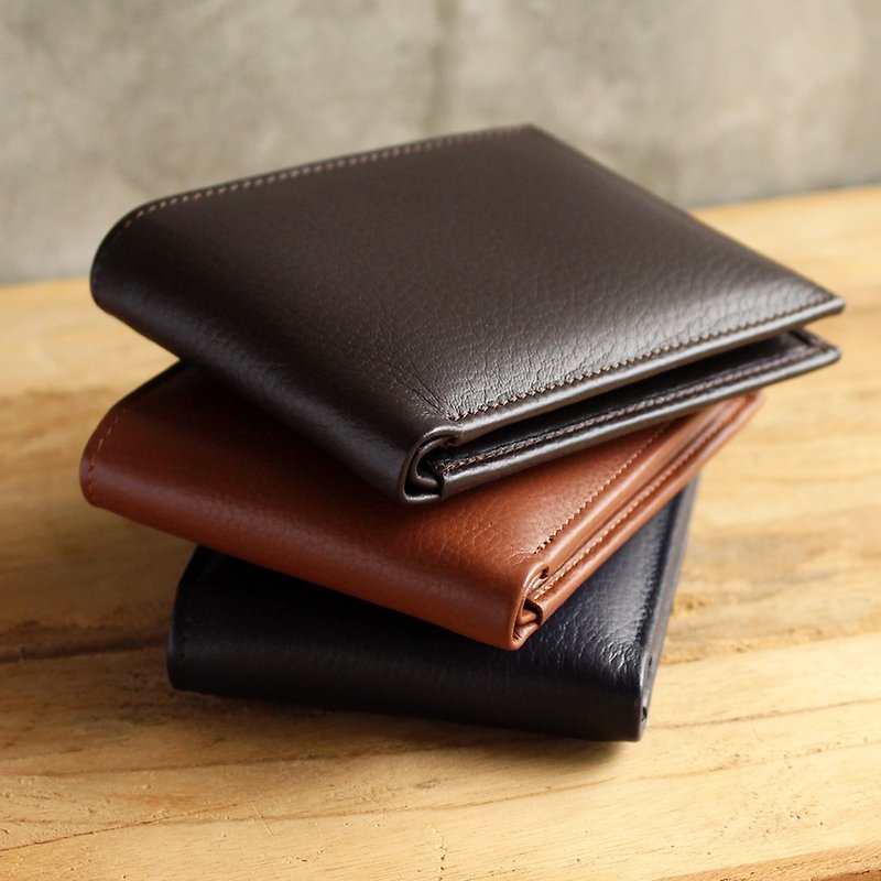 Wallet - Bifold - สีน้ำตาลเข้ม หนังวัวแท้ / 钱包/ 皮包/ Leather Wallet/ Small Wallet - กระเป๋าสตางค์ - หนังแท้ สีนำ้ตาล