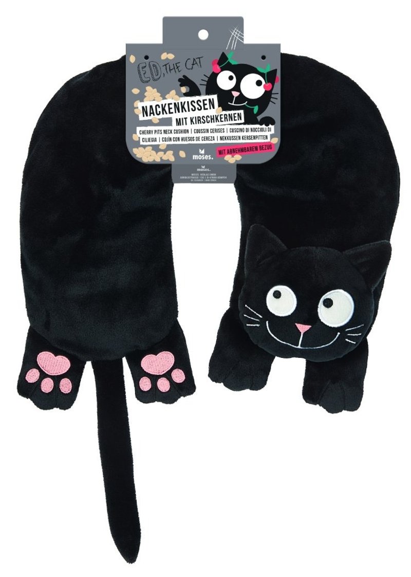 Black Cat Ed-Cherry Stone Hot Compress Companion Pillow - Neck & Travel Pillows - Other Materials Black