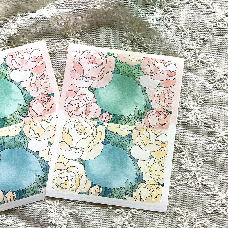 Summer Rose Square Memo kiss cut sticker (dami) vintage gift - 貼紙 - 紙 多色