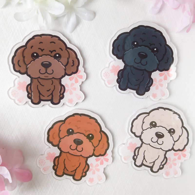 貴賓犬 Poodle 貴婦狗 防水櫻花磁鐵 磁石貼 - 磁石貼/磁鐵 - 塑膠 粉紅色