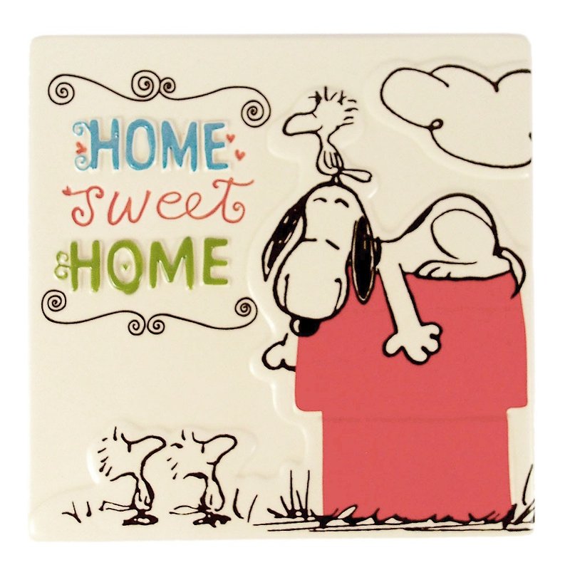 Snoopy陶瓷磚-甜蜜的家【Hallmark-Peanuts史奴比 擺飾/陶瓷磚】 - 裝飾/擺設  - 陶 白色