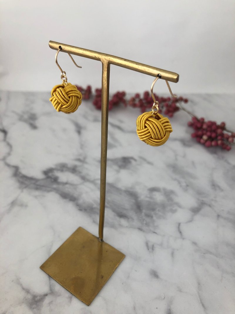 紙 耳環/耳夾 黃色 - Japanese accessories  kororin Mustard mizuhiki