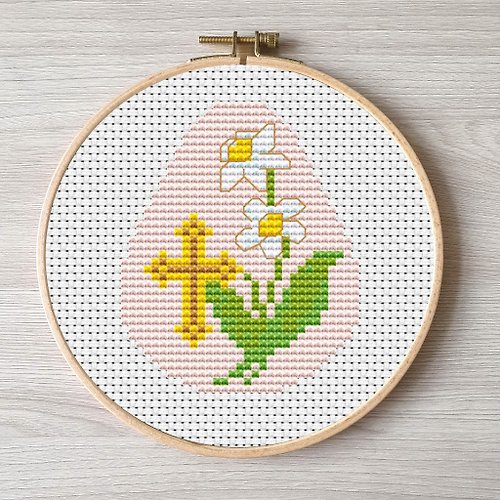 Embroidery Dreams Easter cross stitch pattern pdf, Blue flower embroidery DIY Easter egg design