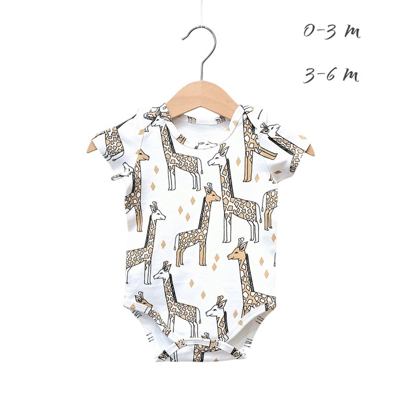 Giraffe baby boy onesie, baby girl bodysuit, baby boy clothes, baby girl clothes - ชุดทั้งตัว - ผ้าฝ้าย/ผ้าลินิน สีนำ้ตาล