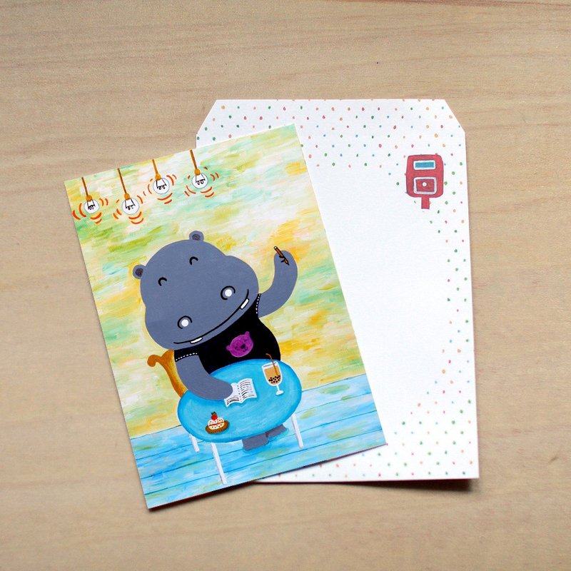 Universal Card∣ Hippo Afternoon Tea - การ์ด/โปสการ์ด - กระดาษ หลากหลายสี