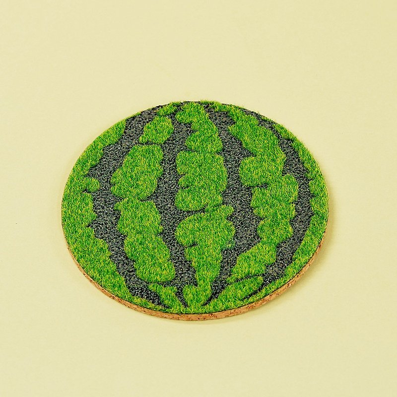 Shibaful Cork Coaster - Watermelon -single piece- - Coasters - Other Materials Green
