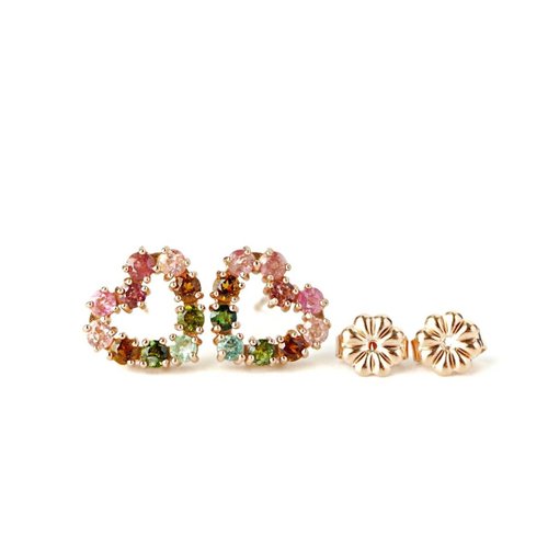 roseandmarry Natural Tourmaline Sterling Silver 925 with Rosegold Plated Stud Earrings.
