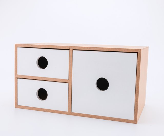3段引き出し収納ボックス】ホワイト│オリジナルウッドカラー