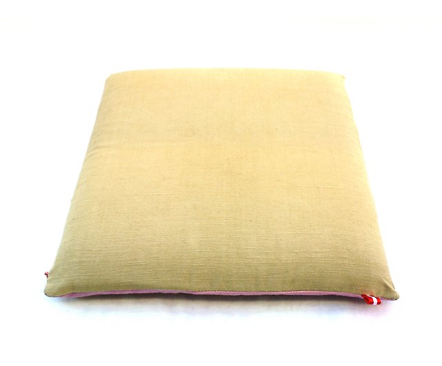 pink and Khaki combination 30x30cm 11.8x11.8 made in Japan XS-Zabuton floor Cushion Rosemary and cochineal natural dyed silk