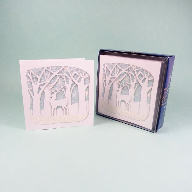 白雪森林裡的鹿 耶誕盒卡10入 Ling Design-卡片 聖誕節系列 - 卡片/明信片 - 紙 多色