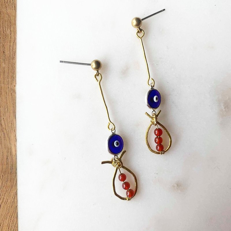 Lao Lin Groceries Travelin Mother's Flower, Turkish Blue Eyes Series Ear Hooks, Ear Pins, Clip-On - Earrings & Clip-ons - Semi-Precious Stones Blue