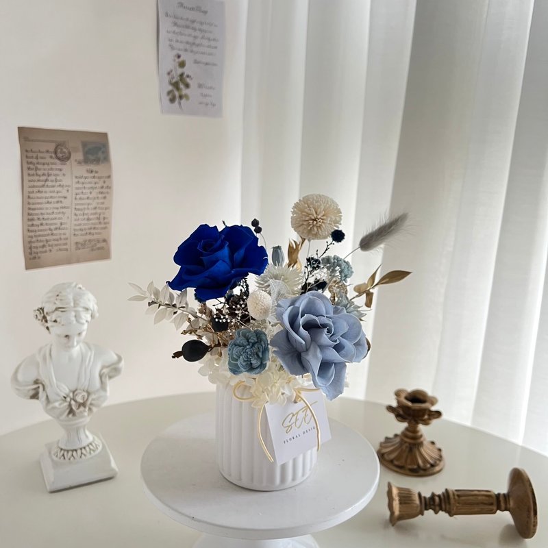 Blue Romance Permanent Rose Diffusing Milk Vase - Dried Flowers & Bouquets - Plants & Flowers 