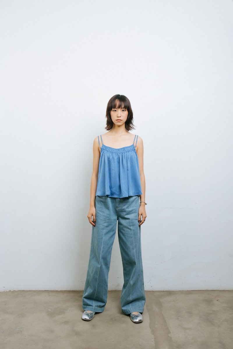雙吊帶背心 A Line camisole - 背心/無袖上衣 - 其他材質 藍色