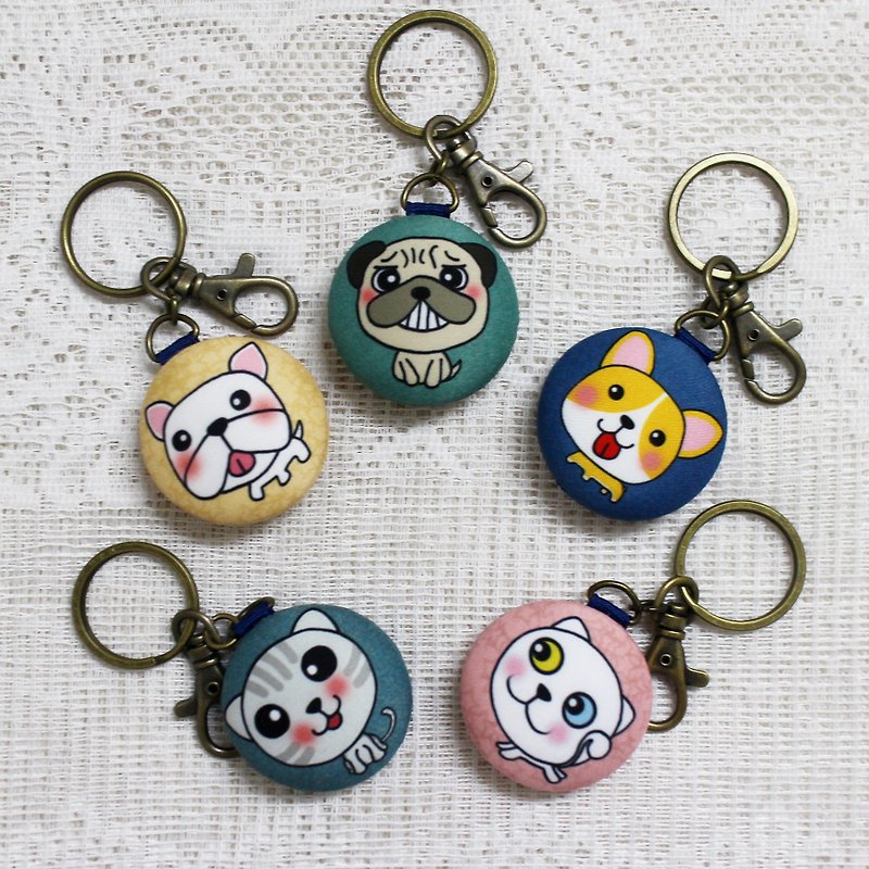 Macaron Charm Key Ring_Cats & Dogs Series - Keychains - Other Man-Made Fibers 