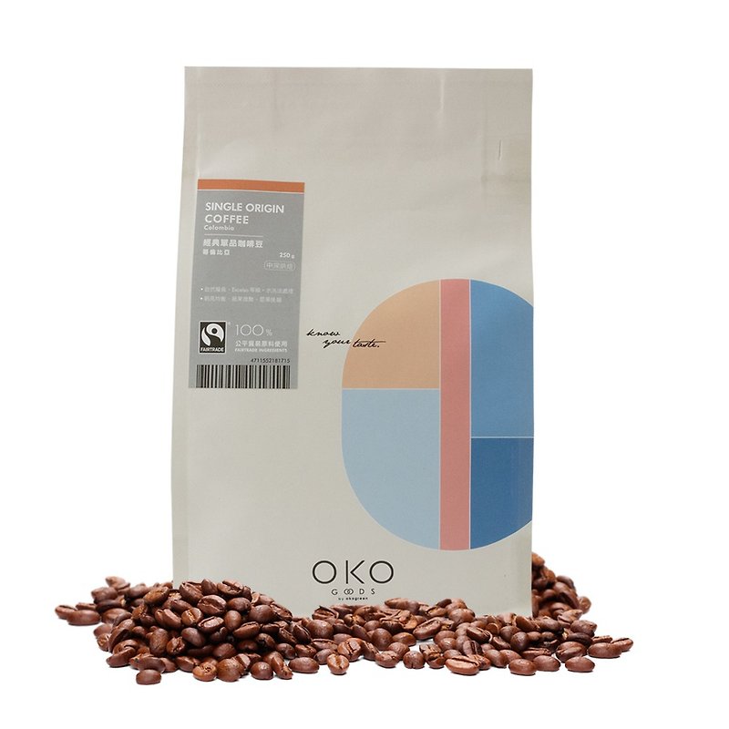 [Ecological Green] Fair Trade Single Origin Coffee Beans/Columbia/Deep Roast (250g) - กาแฟ - อาหารสด 