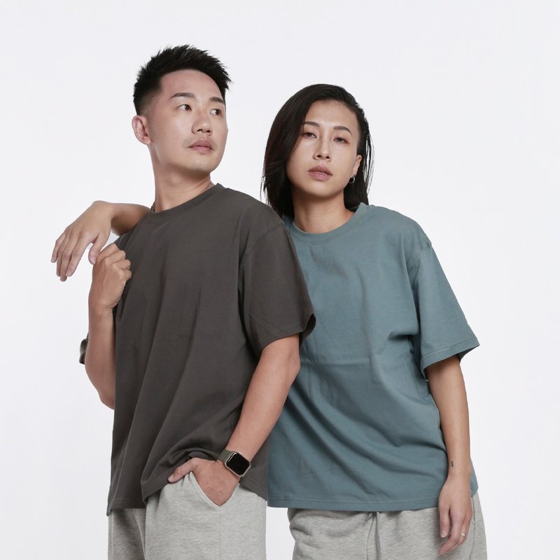 [8.3oz Heavy Drop Shoulder Style] Heavy Combed Cotton T-shirt Wide Version Workwear Plain T Men's and Women's Thick Pound Plain T-Shirt - Men's T-Shirts & Tops - Cotton & Hemp 