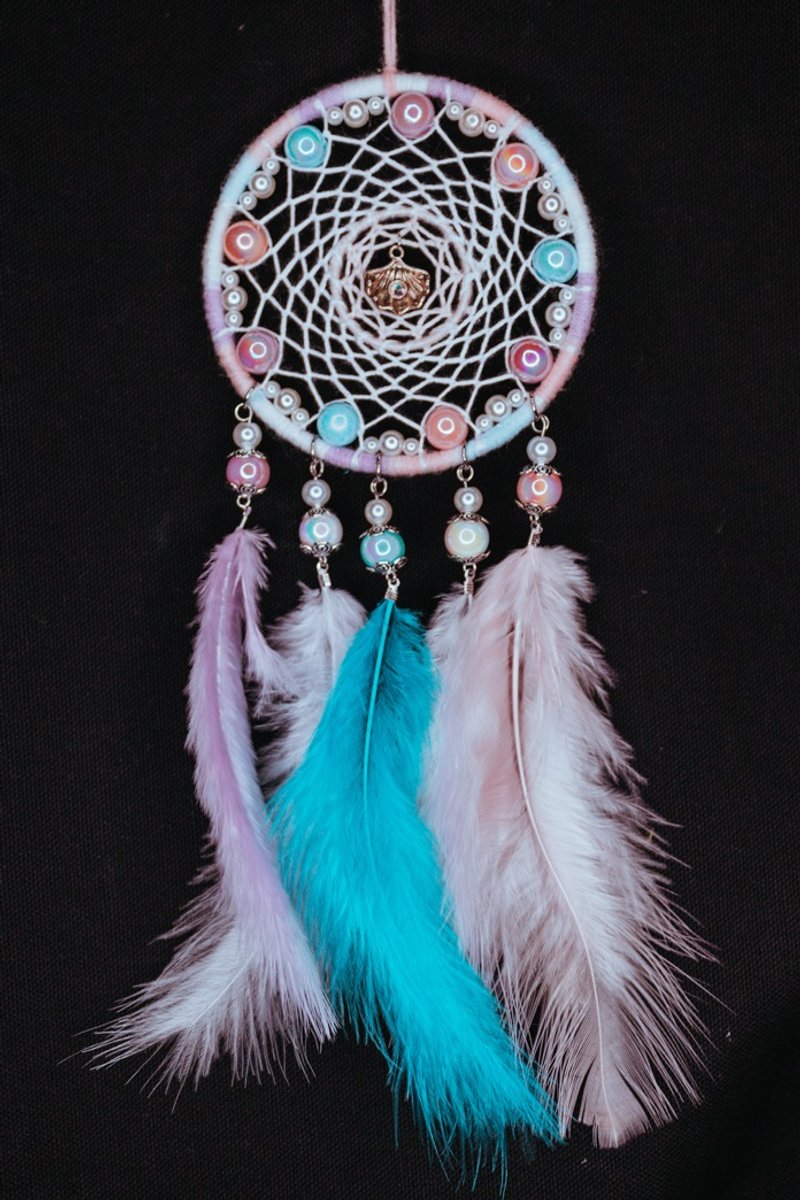 純手工捕夢網 Handmade Dreamcatcher－【美人魚的貝殼】 - 擺飾/家飾品 - 其他材質 粉紅色