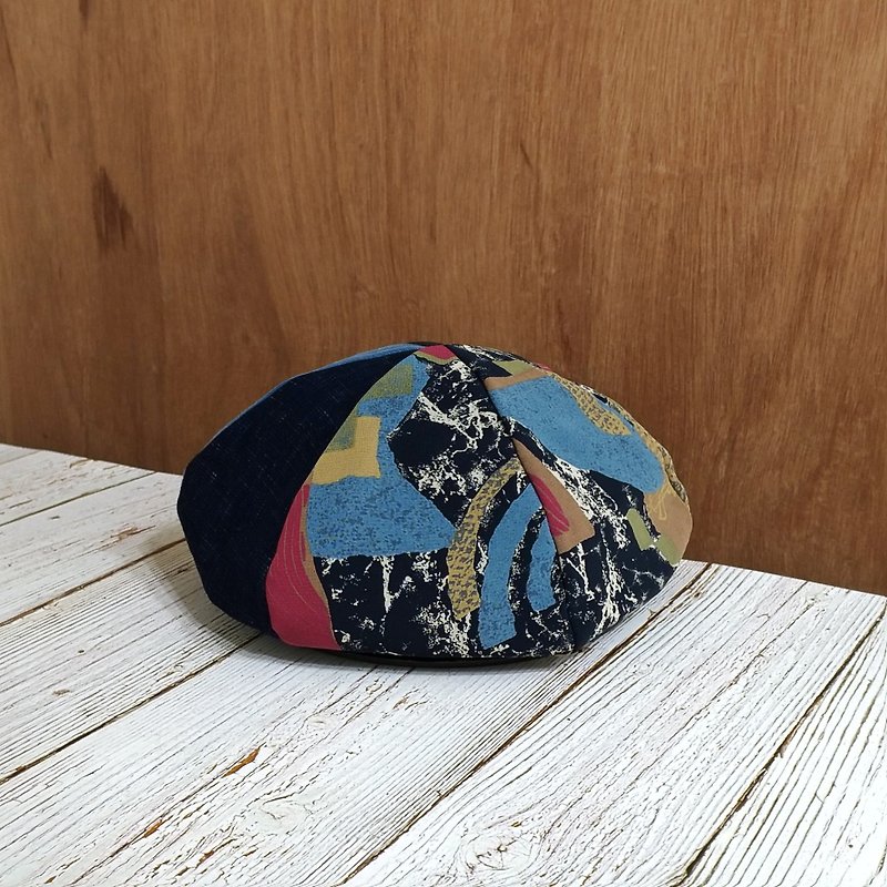 小牛村 手工貝雷帽 畫家帽 復古紅黑 經典藍【絢彩日和】 - 帽子 - 棉．麻 藍色
