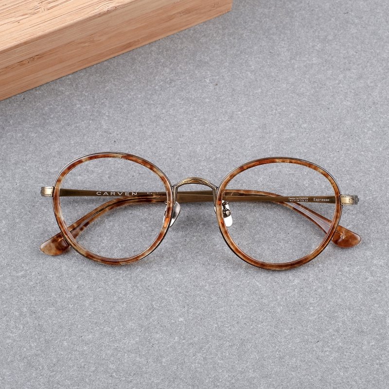 【福利品】復古小圓框 鈦金屬 鈦鼻墊 限量 眼鏡 鏡框  黃琉璃 - 眼鏡/眼鏡框 - 其他金屬 