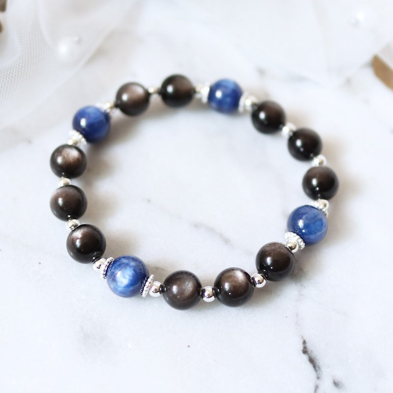 Series II Dan Yinyao natural stone aquamarine Stone bracelet / evil spirits Lucky / - สร้อยข้อมือ - เครื่องเพชรพลอย สีดำ