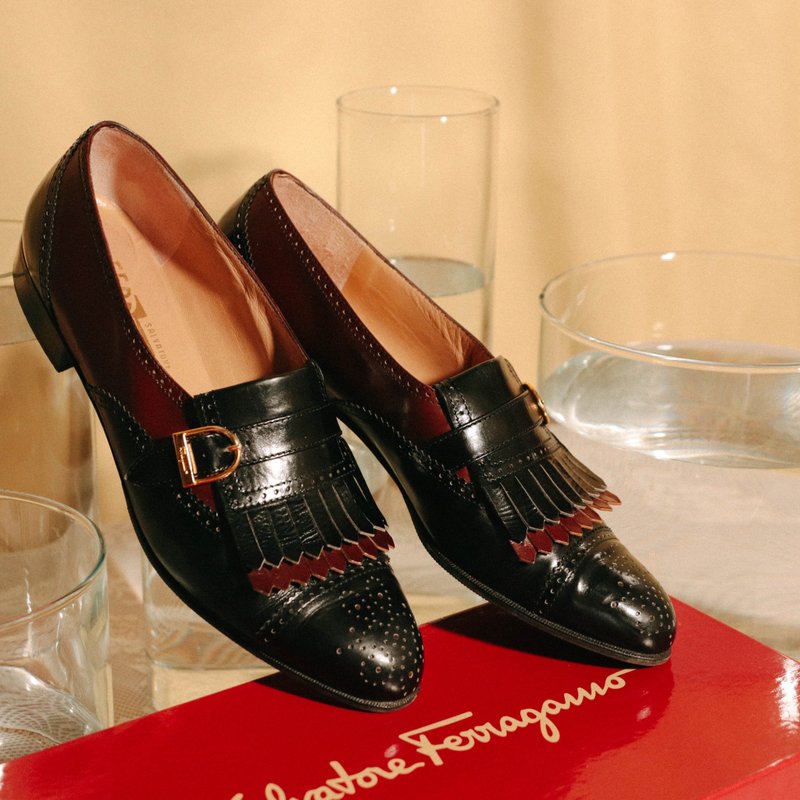 Tsubasa.Y│Salvatore Ferragamo 003黑棕色流蘇低跟樂福鞋 - 其他女皮鞋 - 真皮 黑色