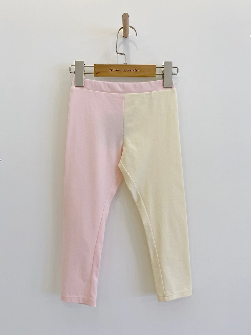 Two-color stitching Legging (yellow/pink) - Pants - Cotton & Hemp 