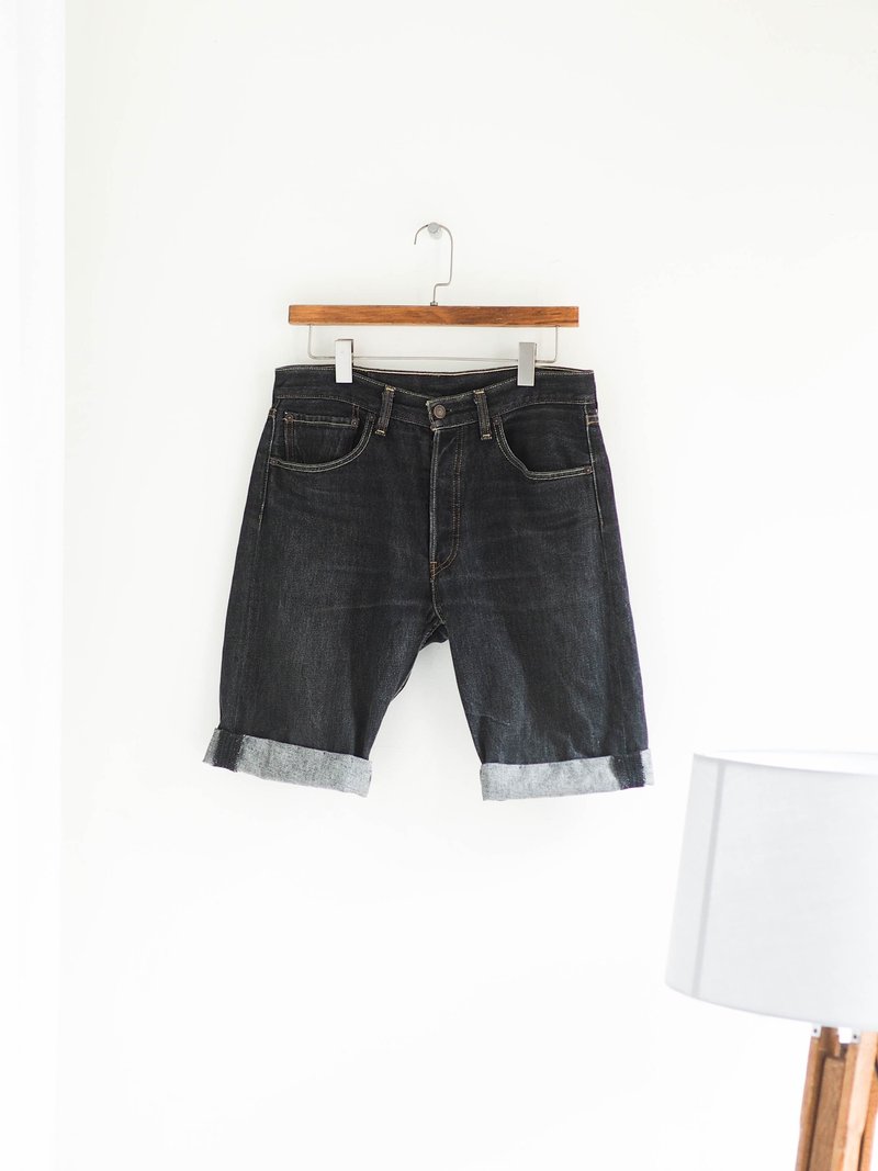 levis / 501xx W32 素面黑灰 男丹寧牛仔短褲 自改古著 vintage - 男短褲/工作短褲 - 棉．麻 黑色