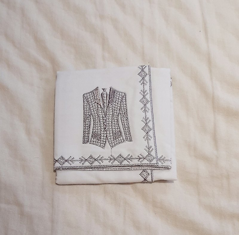 刺繡西裝手帕-灰/灰 - 手帕 - 聚酯纖維 