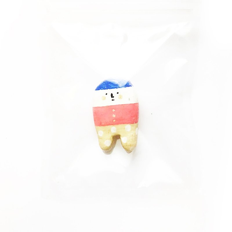 Teeth series hand made clay brooch - Brooches - Other Materials Pink