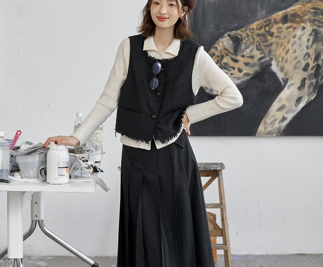 Dark gray wool skirt - womens wool skirt 1380# Dark gray wool skirt - womens wool skirt 1380#