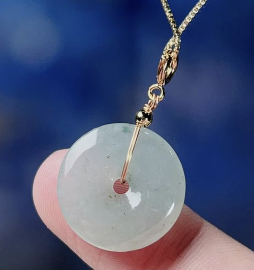 瓔珞珠寶盒 E.L.Jewelry Box 【願‧平安】冰種翡翠平安扣項鍊 14K包金 | 天然緬甸玉A貨翡翠