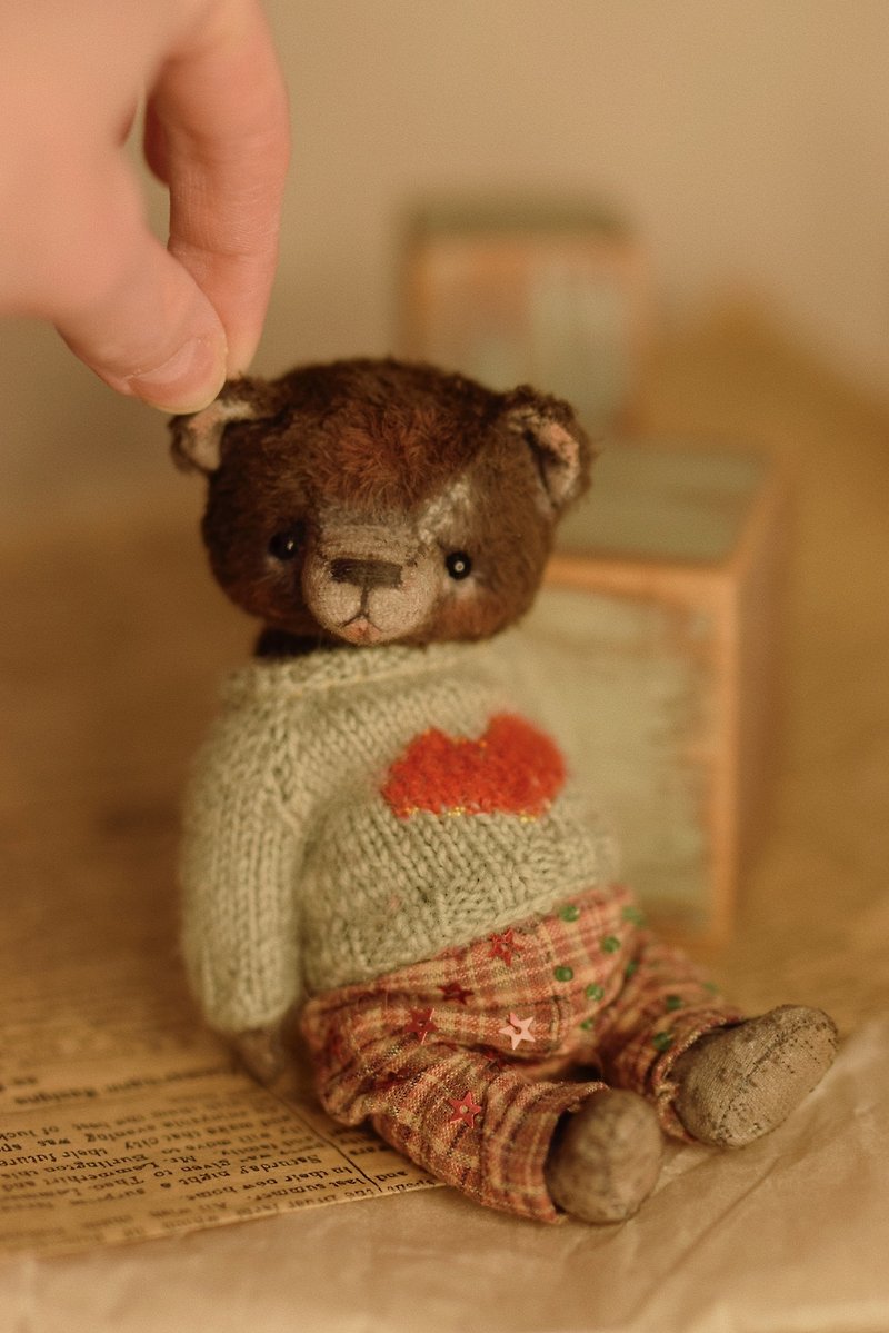 Vintage teddy bear Friend forever - ตุ๊กตา - โลหะ สีนำ้ตาล