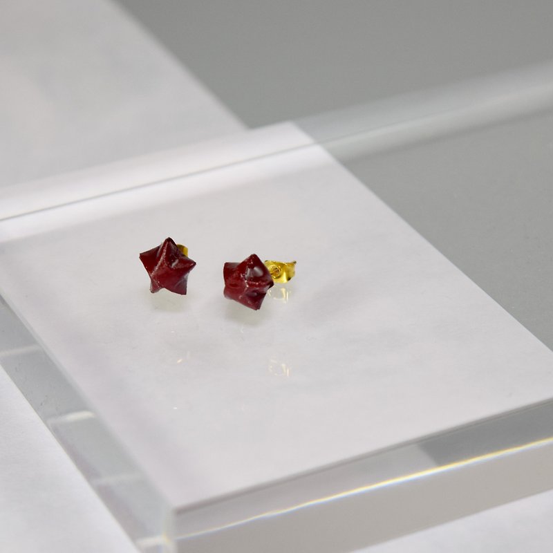 Cute Little Red Lucky Star Handmade Earrings - Earrings & Clip-ons - Paper Red