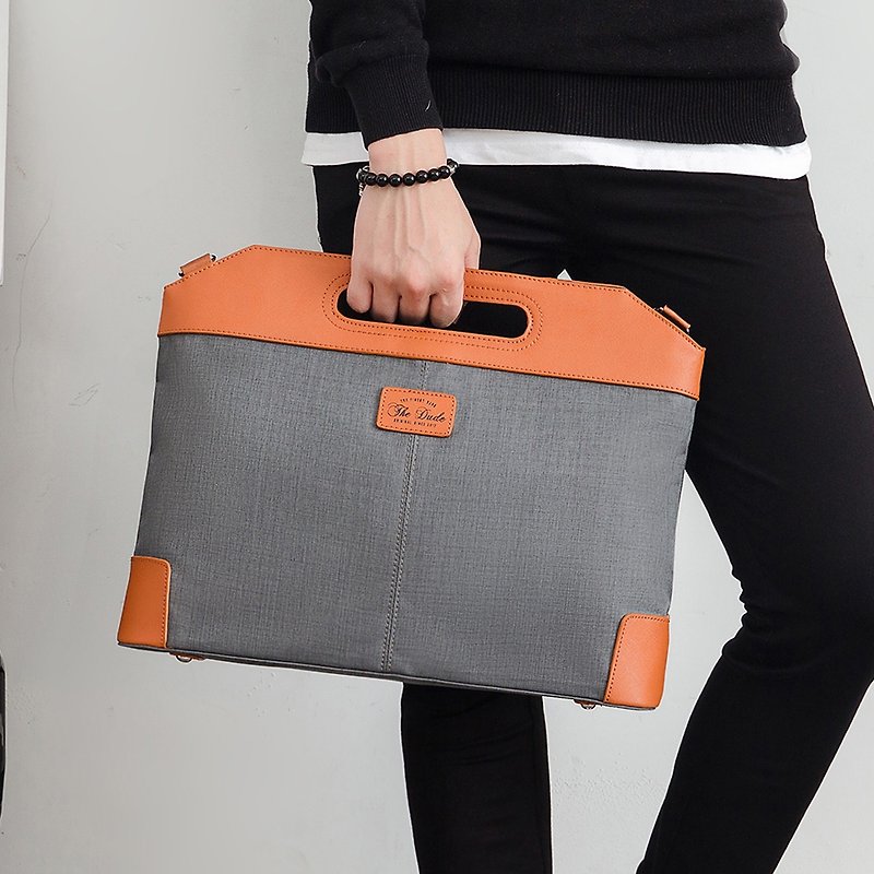 Tote Bag Briefcase Briefcase Crossbody Bag Personality Vigor - Light Gray - กระเป๋าเอกสาร - วัสดุกันนำ้ สีเทา