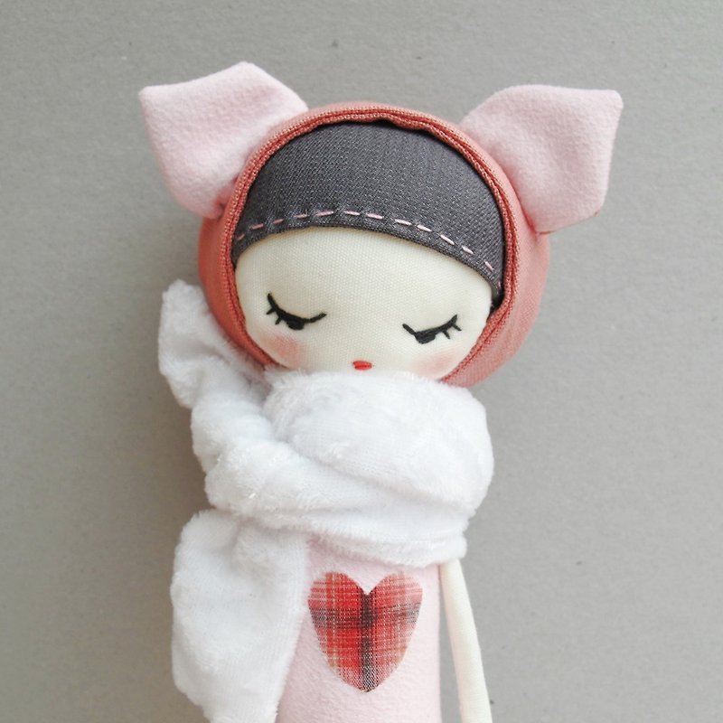 Love Pink Pig Wizard (seeing smiling below) - ตุ๊กตา - ผ้าฝ้าย/ผ้าลินิน สึชมพู