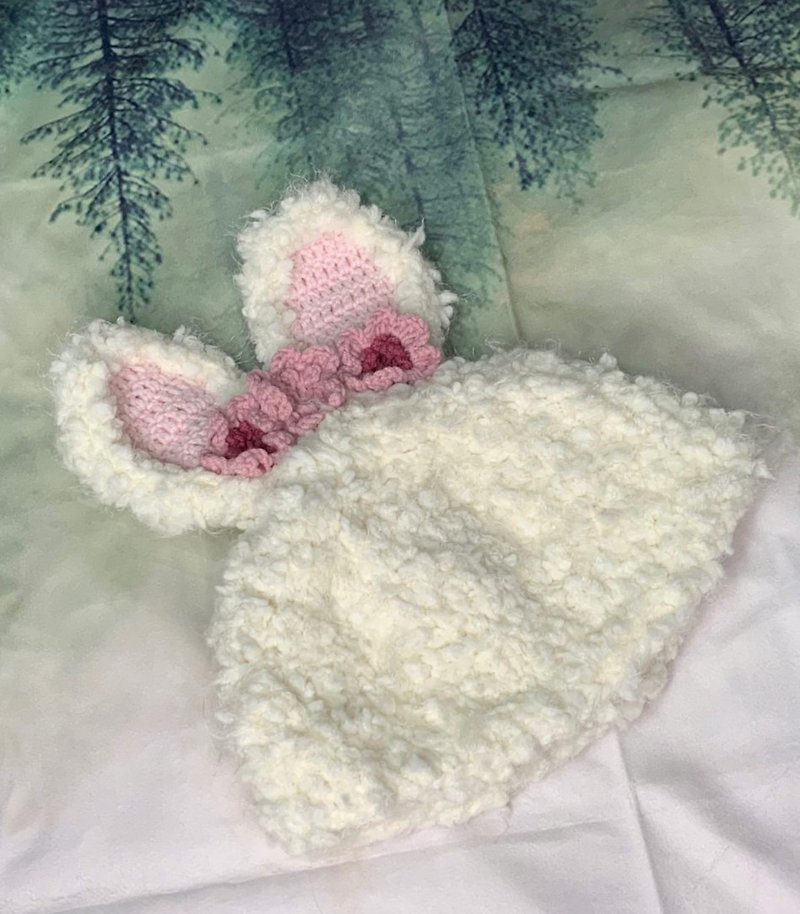 手編み/赤ちゃんの立体ウサギ耳帽子 - 帽子 - ウール 