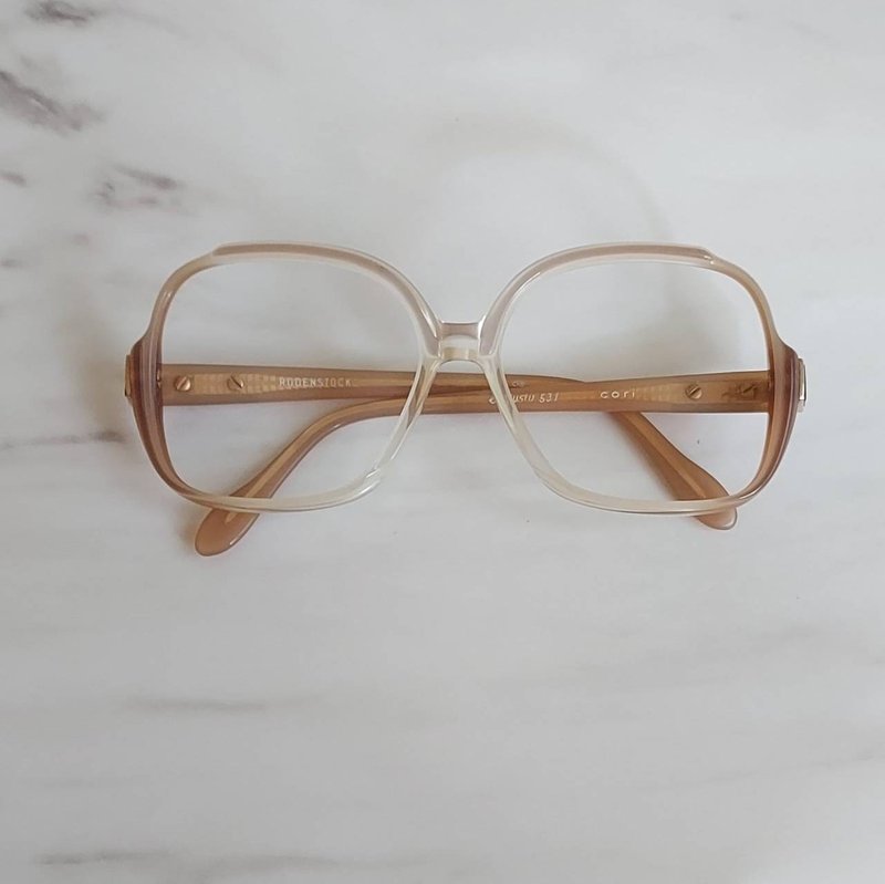 德國Rodenstock 透明焦糖雙色膠框 VINTAGE絕版老品全新古董眼鏡 - 眼鏡/鏡框 - 塑膠 透明
