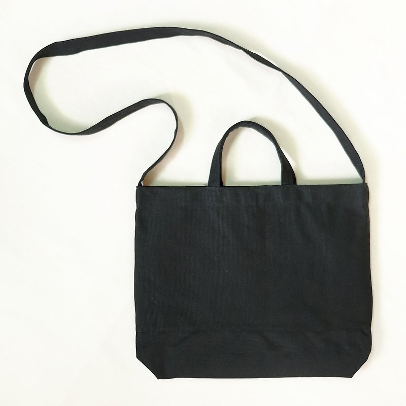 辣妹外袋側背包 / 極簡純黑帆布 / - 側背包/斜背包 - 其他材質 黑色