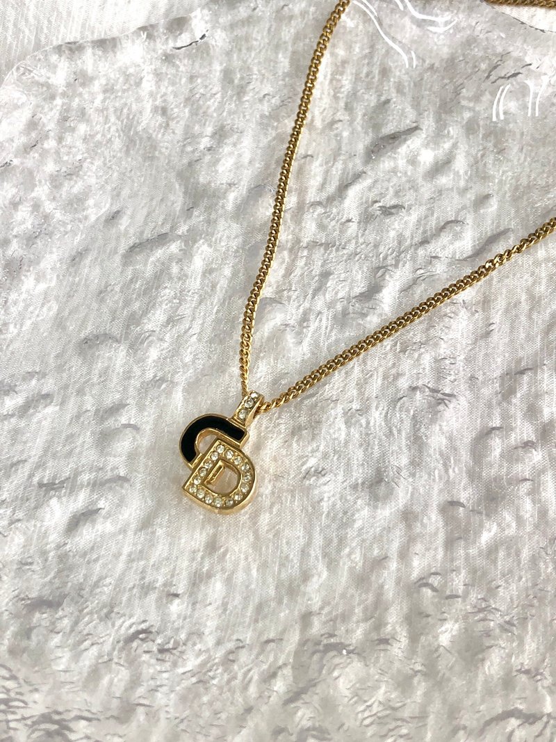 【 日本直送　名牌中古包 】Christian Dior クリスチャン ディオール ネックレス ゴールド×ブラック CDロゴ ラインストーン iufg6r - 項鍊 - 其他材質 金色